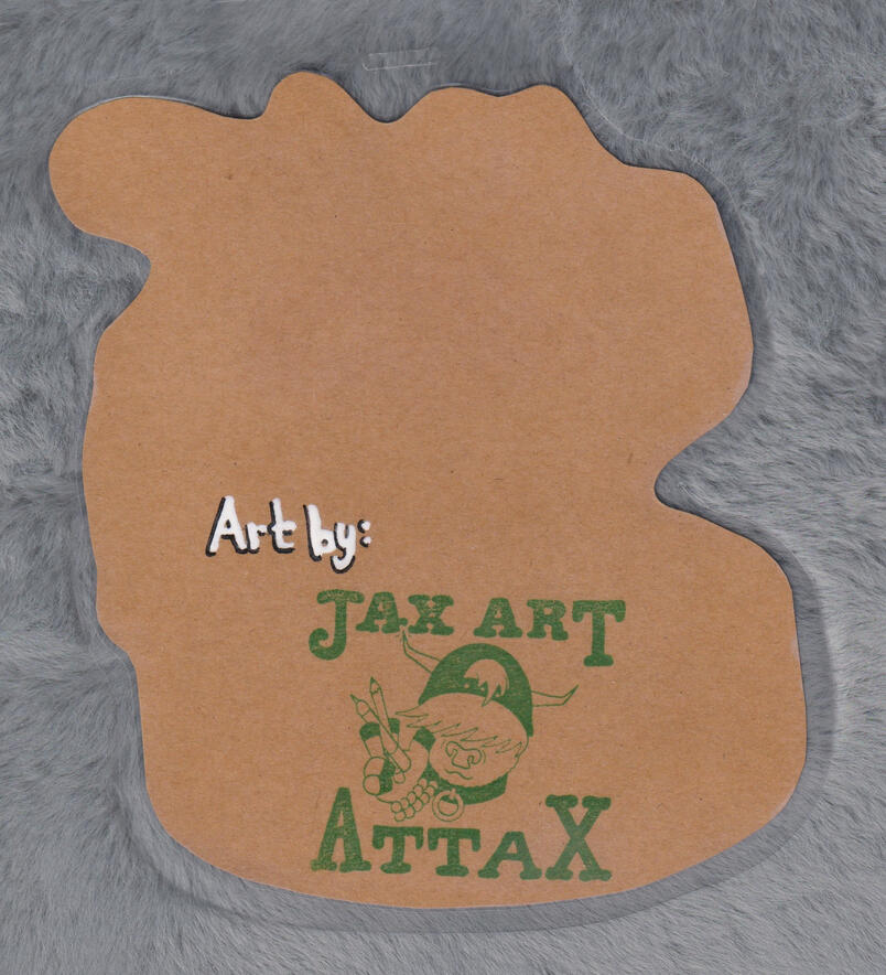 Back is stamped with Jax Art Attax logo stamp. Space above can be customized (ex: with your socials.)